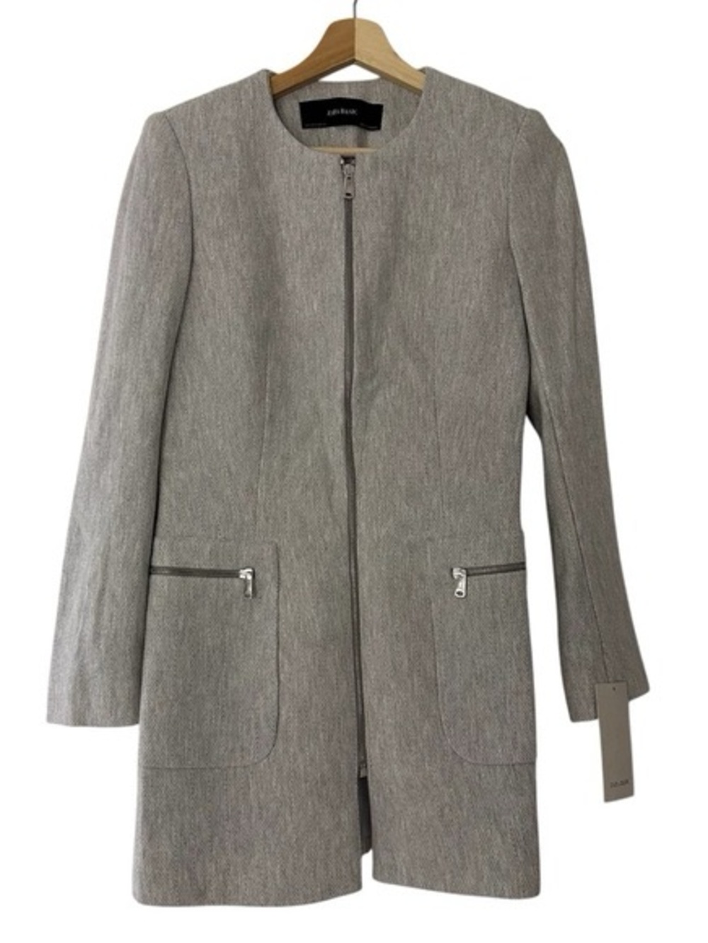 Zara gray  Zip-Front Long Coat